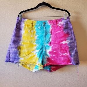 Judy Blue Snow Cone Tie Dye High Waisted Cut Off Denim Shorts